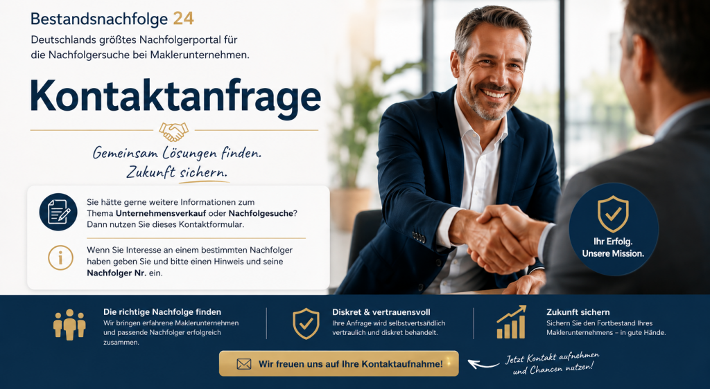Kontaktanfrage Bestandsnachfolge detschlands größtes Nachfolgerportal für Maklerunternehmen