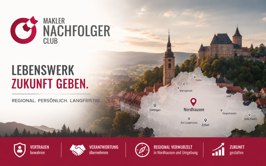 Bestandsnachfolger Nordhausen sucht einen Maklerbestand oder Maklerunternehmen im Raum Nordhausen und Umgebung sowie im erweiterten Einzugsgebiet zwischen Harz, Nordthüringen und dem südlichen Sachsen-Anhalt.