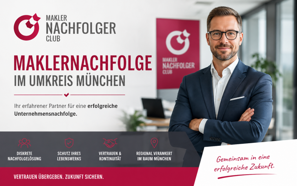 Maklernachfolge im Umkreis München - Bestandsnachfolger sucht einen Maklerbestand oder Maklerunternehmen aus den Regionen München, Erding, Ismaning, Garching, Freising, Dachau, Fürstenfeldbruck, Germering, Feldkirchen, Ottobrunn und Unterhaching.